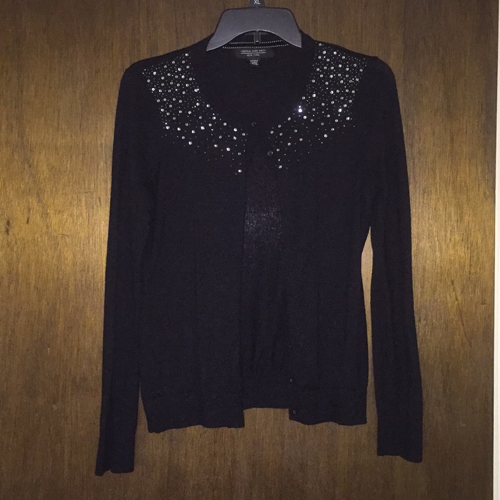 Black sequin cardigan.